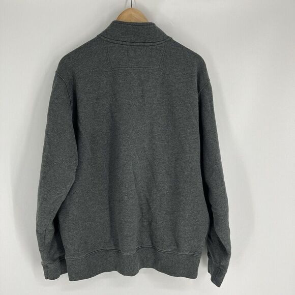 LL Bean Sweatshirt Size Medium Mens Gray Half Zip Fleece Cotton Pullover Pockets - Picture 5 of 7